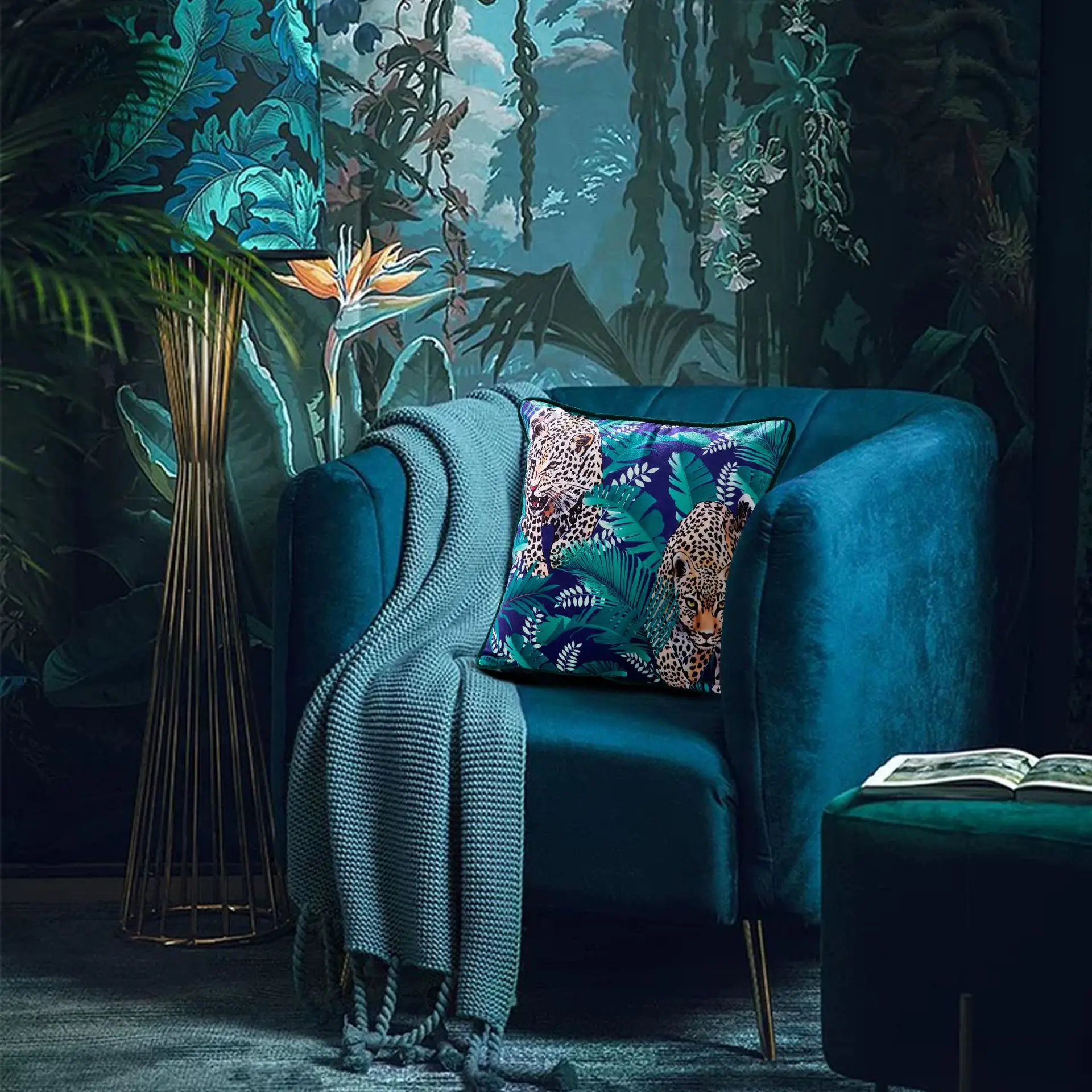 Современный минималистский бархат Цифровая печатная наволочка диван кровать