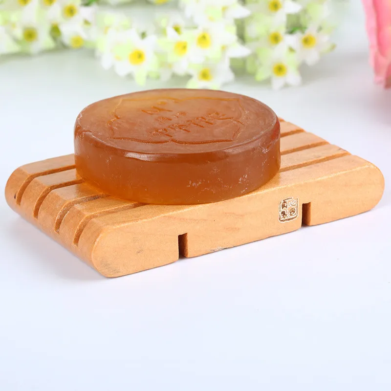 Натуральный Бамбук Деревянные мыльница душ Чехол держатель Контейнер для