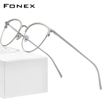 fonex pure titanium glasses frames men vintage round myopia optical prescription eyeglass women korean glasses eyewear f85655