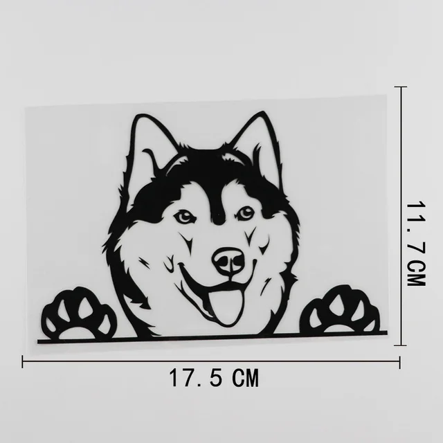 

17.5CMX11.7CM Cute Husky Dog Peeking Decal Vinyl Fashion Car Sticker Black/Silver