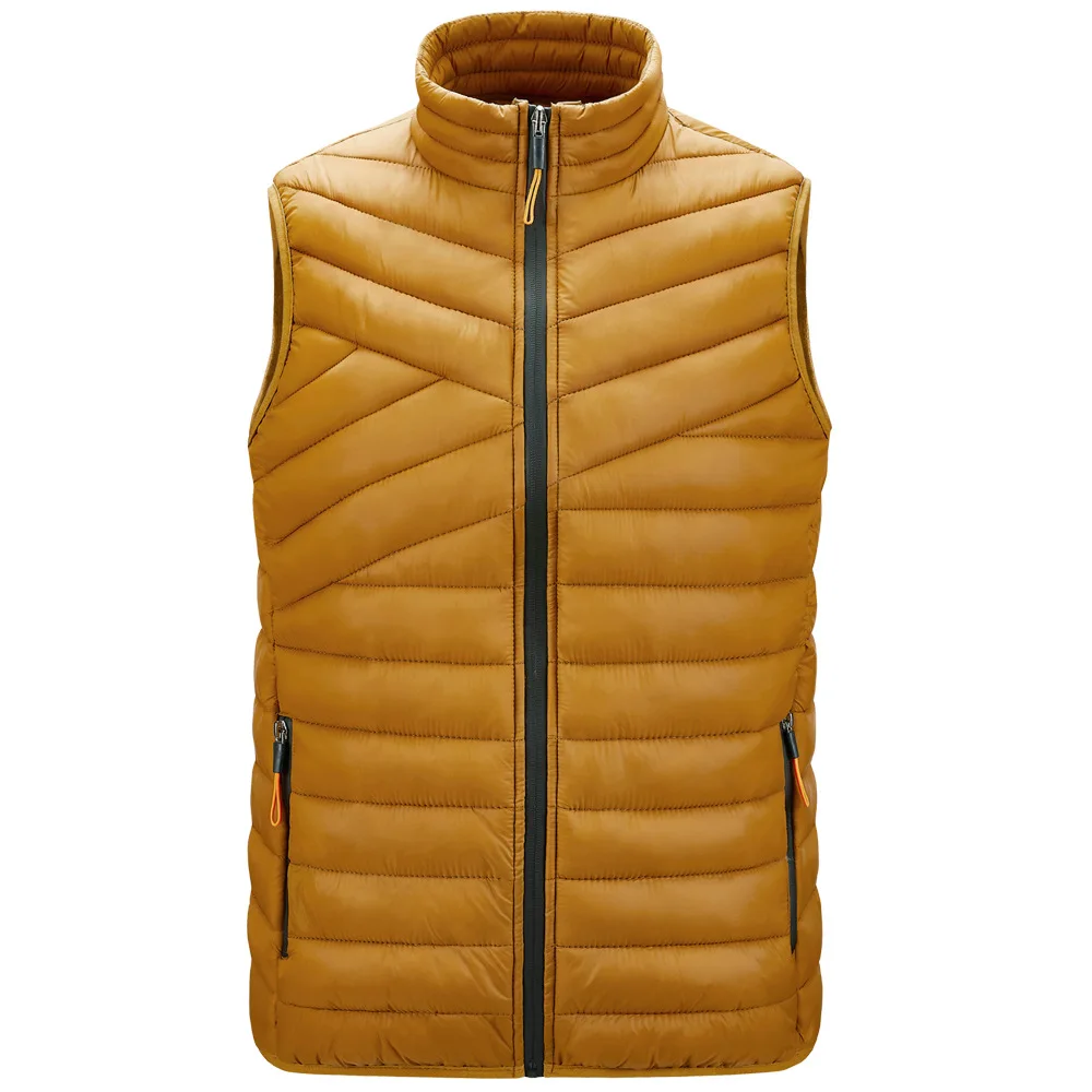 

PARKLEES 2021 Winter Warm Down Zipper Parkas Vests Men Waterproof Windproof Puffer Jacket Hooded Solid Plus Size Quilted Coats