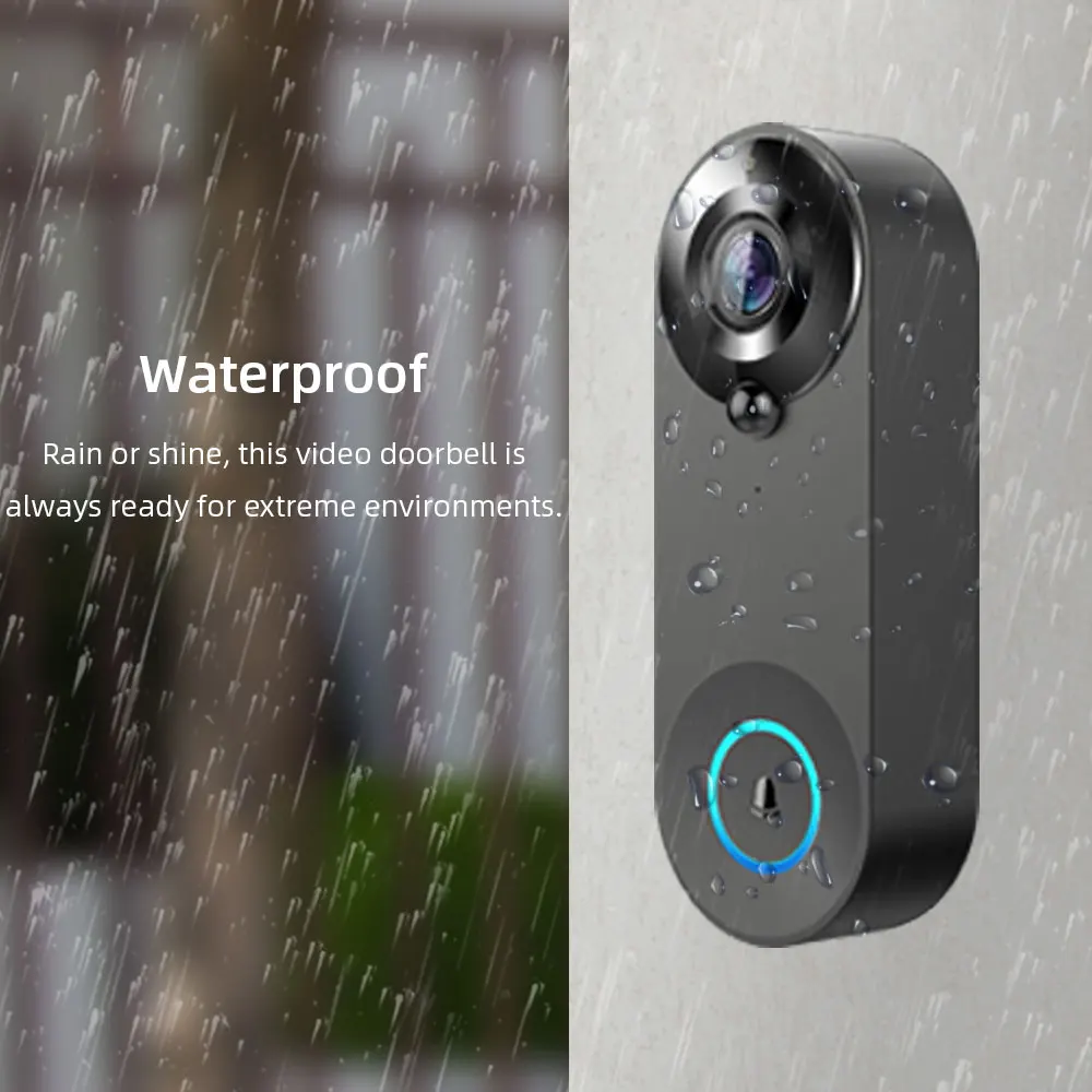 Tuya Smart Встроенный аккумулятор 4400 мАч Видеокамера дверного звонка 1080P