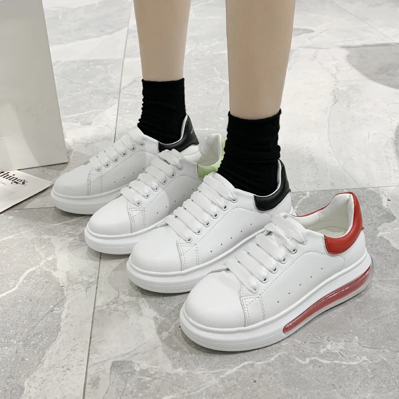 

WEIBATE Spring 2020 New Women's Sneakers Comfortable Shoes Thick-soled Soft Leather Fashion Casual White Shoes Breathable Shoes