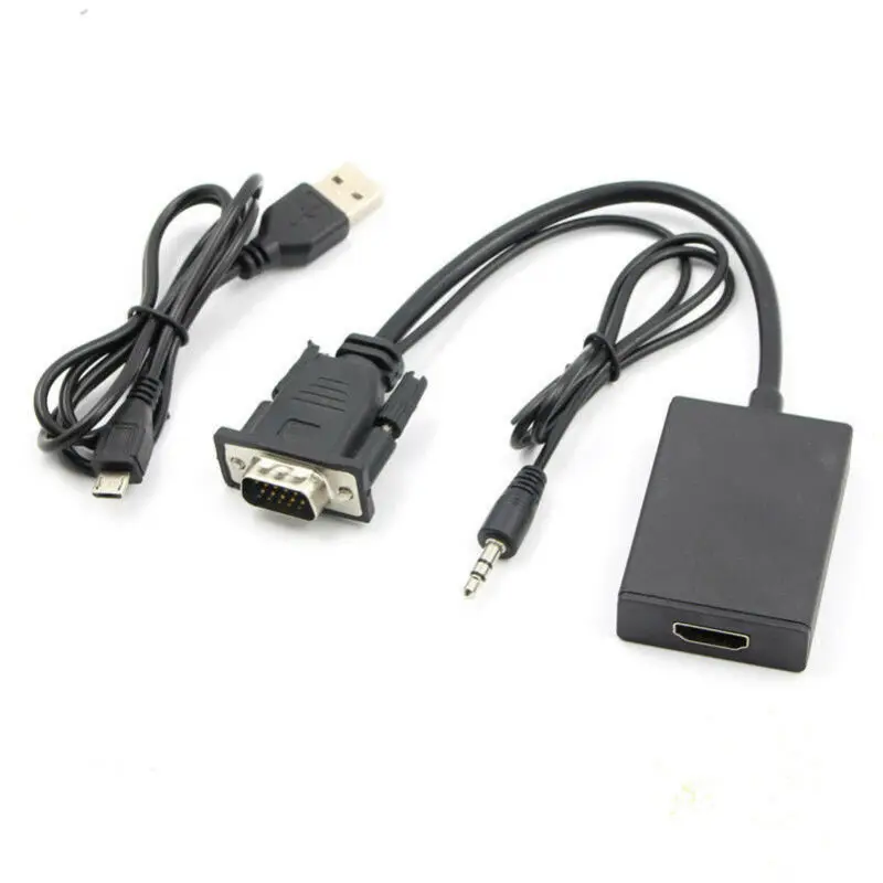 VGA Male-HDMI выход 1080P HD + Аудио ТВ AV HDTV видео кабель конвертер usb-адаптер для Micro power |