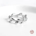 LKO настоящее кольцо из стерлингового серебра 925 пробы, модное милое кольцо с открытием листьев для женщин, милое регулируемое кольцо для девочек, женские ювелирные изделия, изменяемый размер