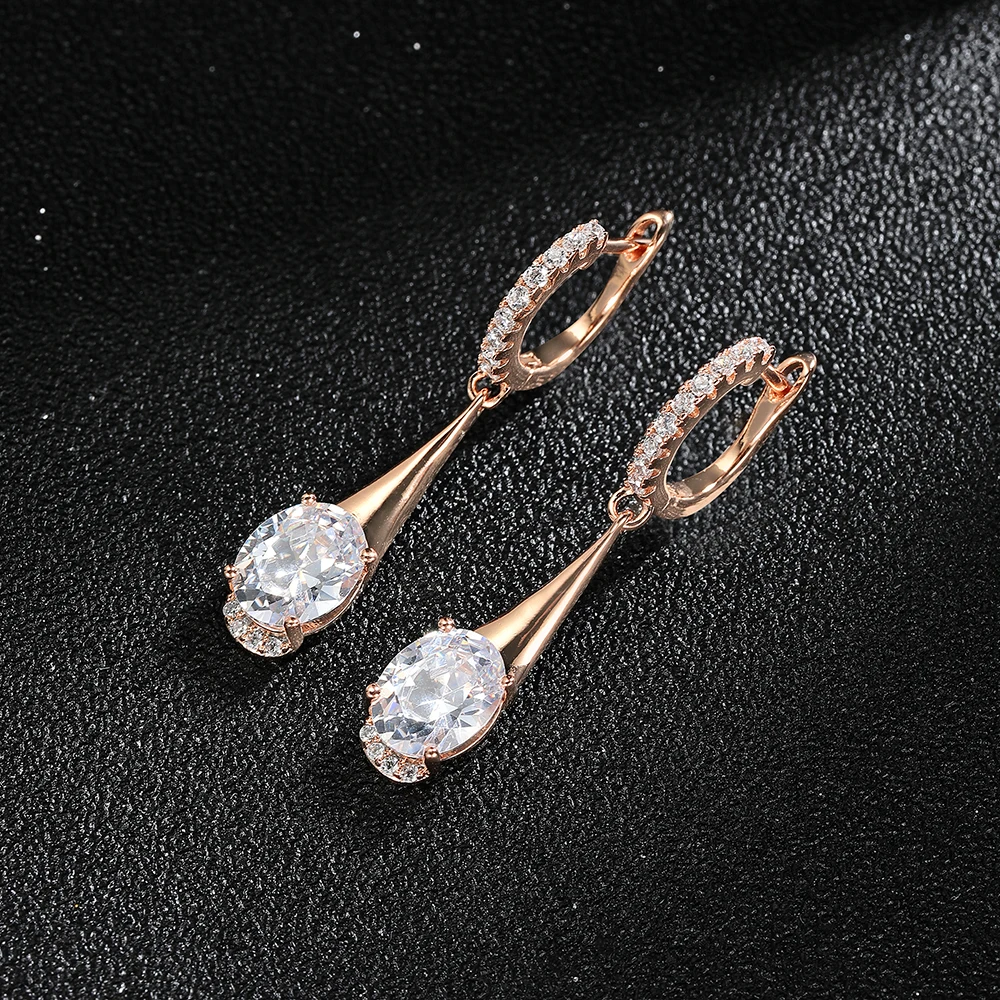 

2/Color Copper Quality Crystal Zircon Drop Earrings Luxury Metal Small Exquisite Cubic Zirconia Bright Earring Jewelry For Woman