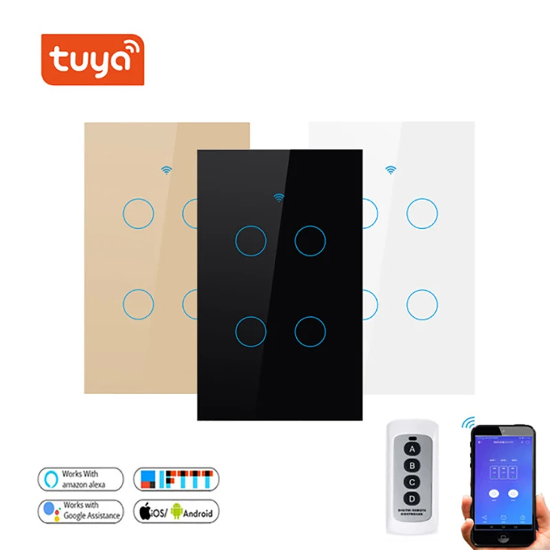 Wifi РЧ умный светильник беспроводной сенсорный настенный выключатель 4 банды