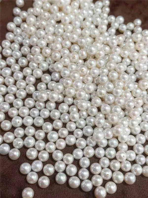 

New wholesale 2PCS natural cultured freshwater pearl loose beads AAA flawless 7-7.5MM round half hole