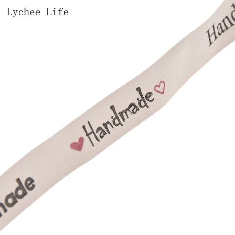 10 метров ручной работы сердце печатных хлопок метки одежды для Diy сумки Швейные