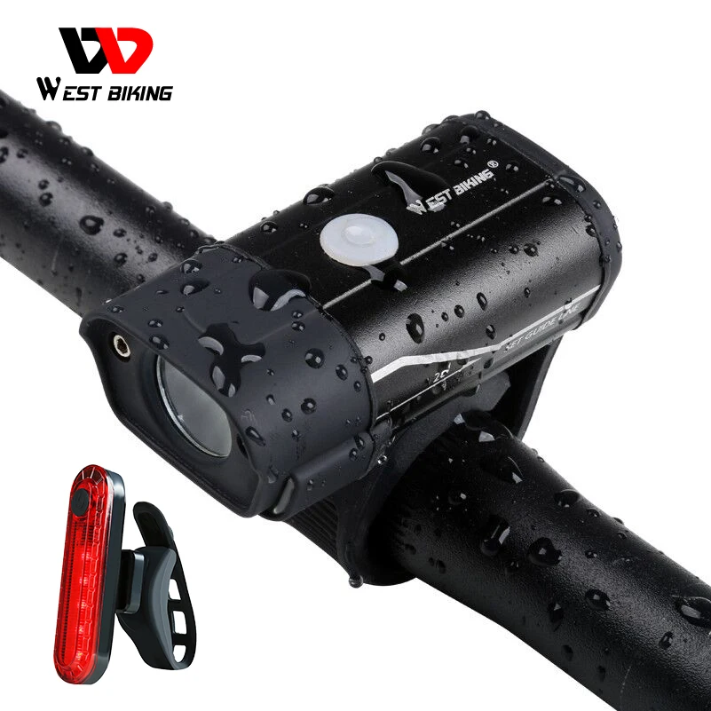 

WEST BIKING 350 Lumens Bicycle Front Light Waterproof Cycling Light USB Rechargeable Side Warning Flashlight 5 Modes Bike Light
