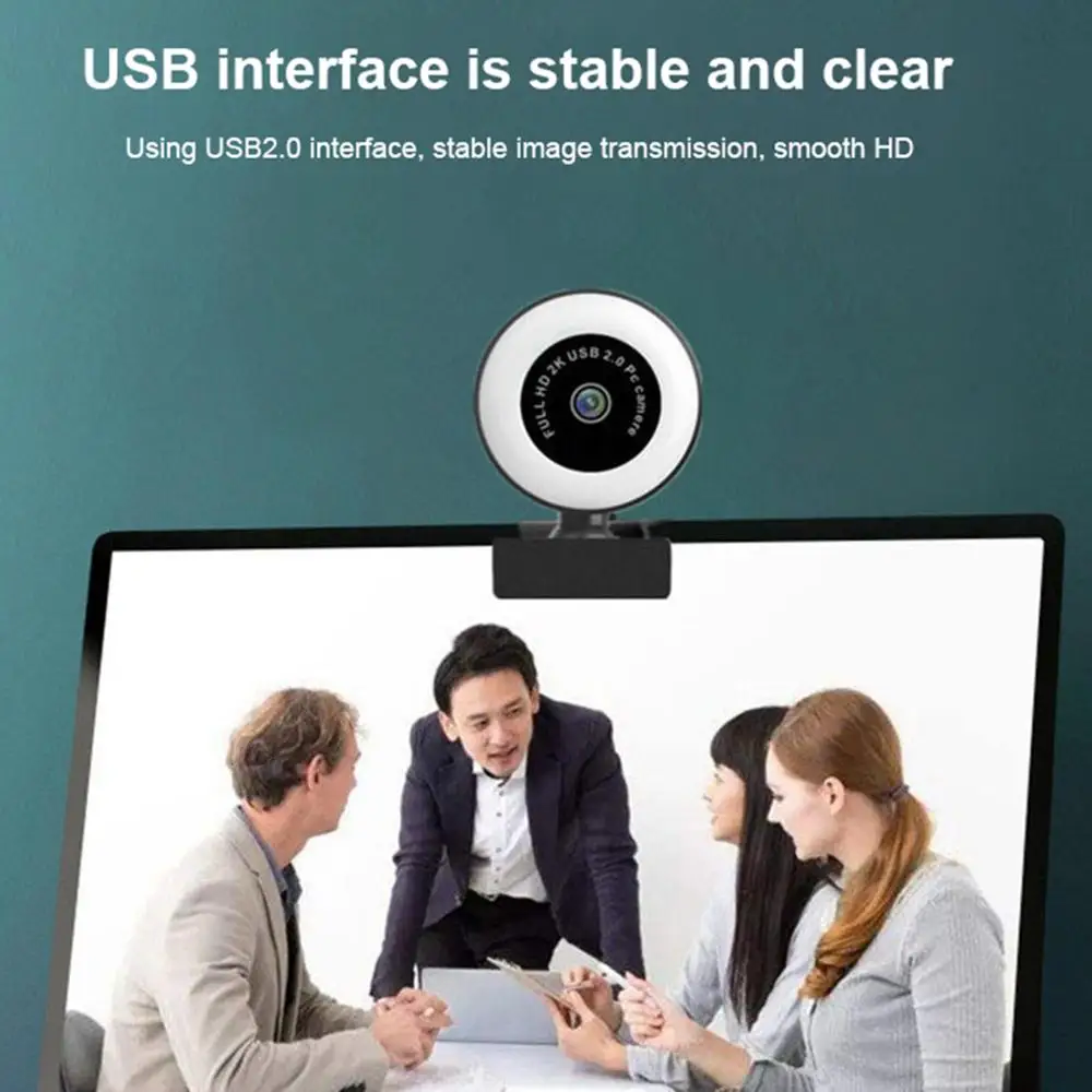 

Webcam 1080P 2K Web Camera With Microphone Computer PC for Online Learning Live Broadcast Video Calling Conference Fill Light