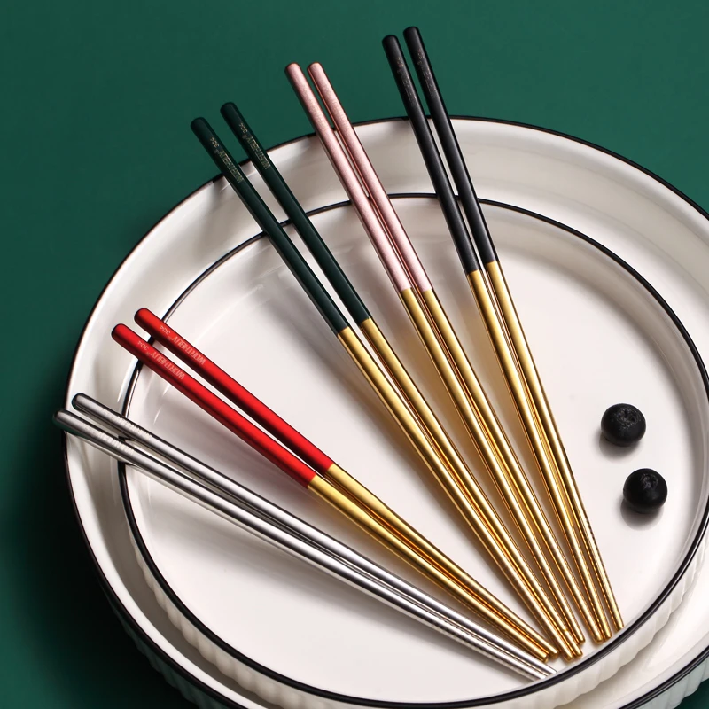 VandHome 5 Pairs Colorful Chopsticks Set 304 Stainless Steel For Sushi Food Sticks Non-slip Reusable | Дом и сад