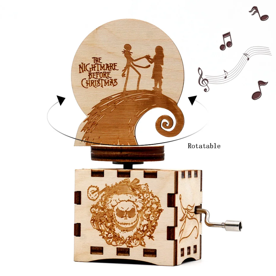 Новая деревянная музыкальная шкатулка с ручным заводом тема Хэллоуина королевы