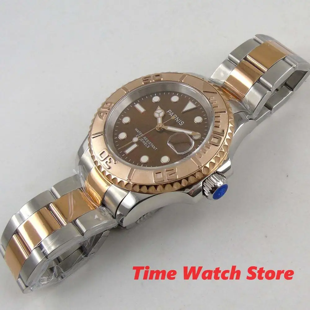 Мужские автоматические часы Parnis 40 мм сапфировое стекло водонепроницаемый