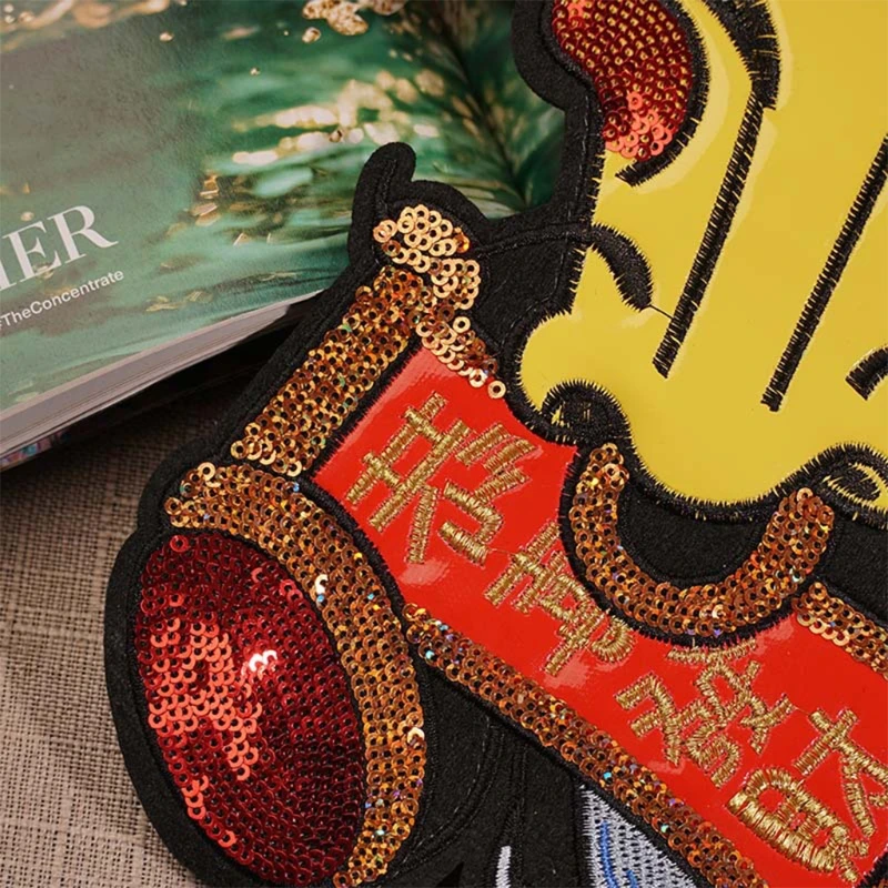 

Sequins Cattle Embroidered Patch Iron On or Sew On Patches Appliques for Clothes Jackets Jeans Backpack Caps