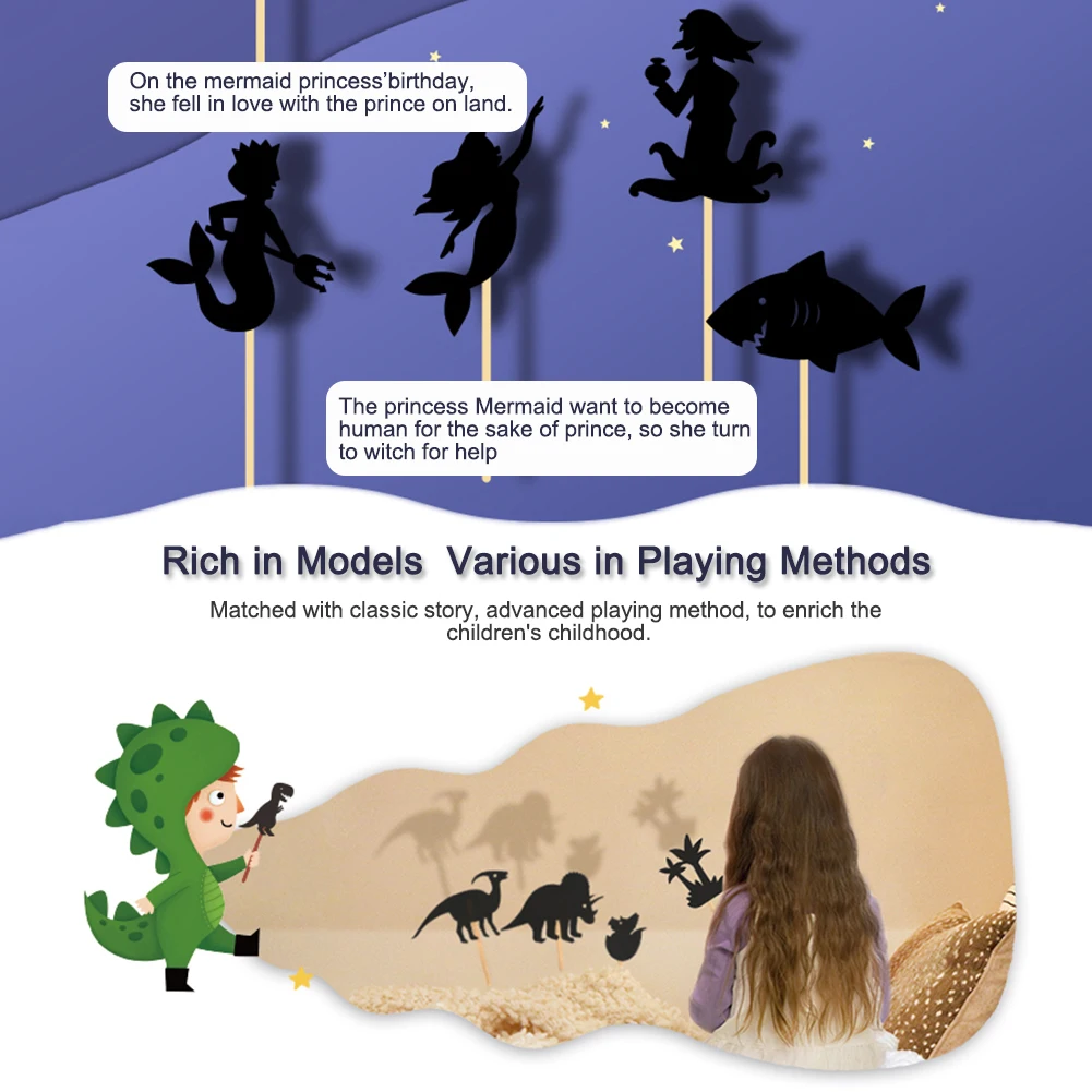 T&iacute;teres de sombra para ni&ntilde;os, juego educativo de silueta, imagen de sombra interesante, juego de cognici&oacute;n de interacci&oacute;n entre padres e hijos, 12 piezas-5