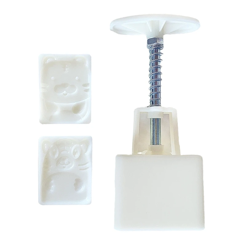 

Plastic Mooncake Mold 50g Tiger Stamps Biscuit Cookie Cutter Mould Hand Pressure Moon Cake Molder DIY Baking Tool