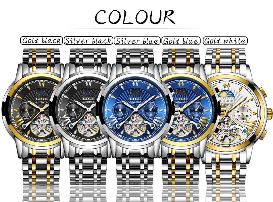 Montre Homme LIGE мужские s часы Топ люксовый бренд мода Tourbillon автоматические механические часы мужские водонепроницаемые часы со скелетом