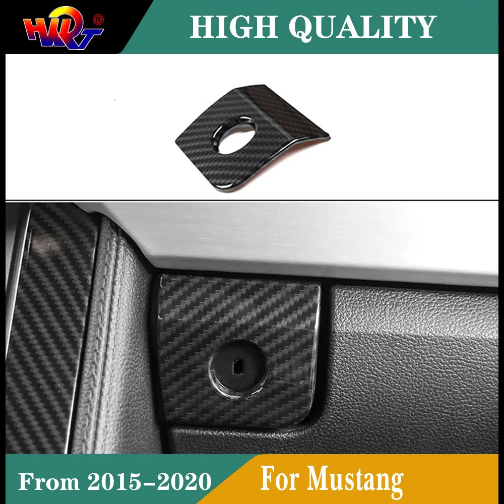 

Fit for Ford Mustang 2015-2020 ABS Carbon fiber colorr Interior Copilot Passenger Side Storage Box Button Decoration Stickers