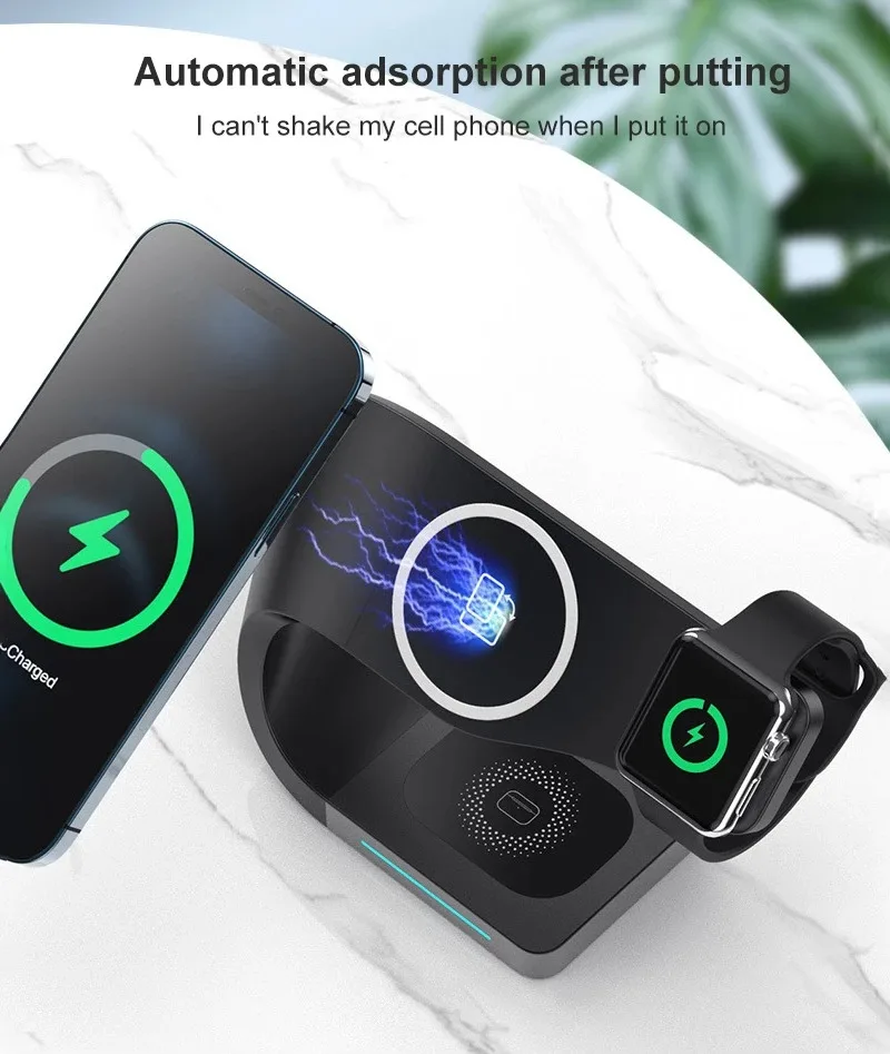 new 15w 4 in 1 smart magnetic holder wireless charger station magnetic fast for phone watch headset induction wireless chargers free global shipping