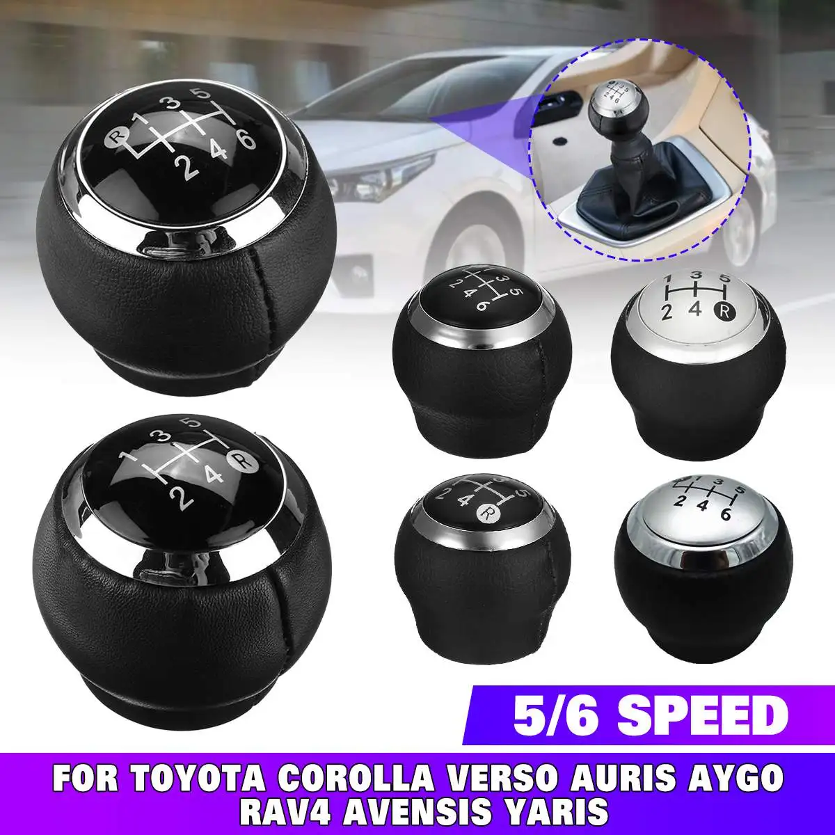 

5 Speed 6 Speed Car Gear Shift Knob Lever Shifter Stick Handball For Toyota Corolla RAV4 Avensis Yaris Verso Auris Aygo