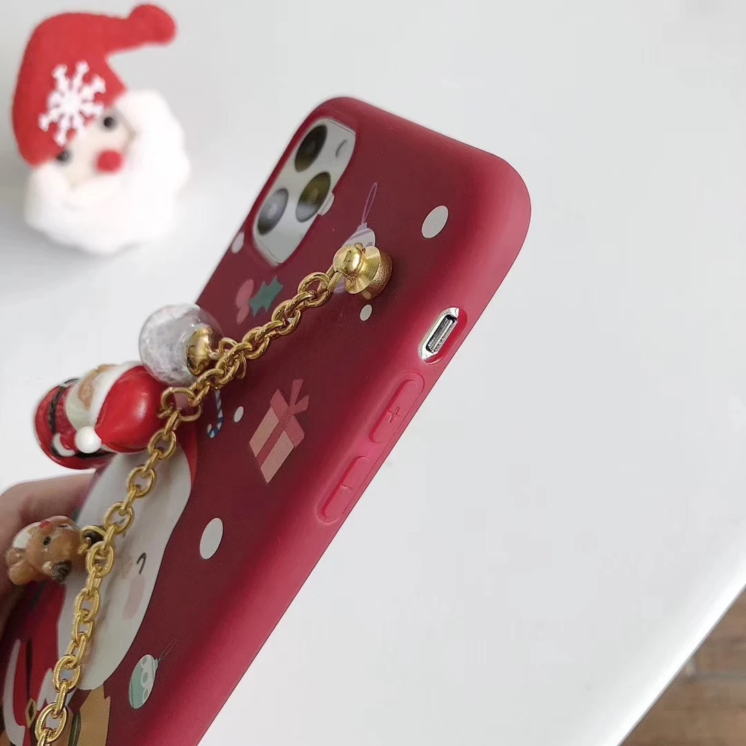Милый чехол для телефона с Санта Клаусом для IPhone 11 чехол XR XS Max 6 6S 7 8Plus браслет-держатель задняя крышка Рождественский подарок чехол
