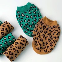 green leopard dog clothes puppy warm sweater bichon hiromi soft pullover pet fashion fall winter clothes dog supplies