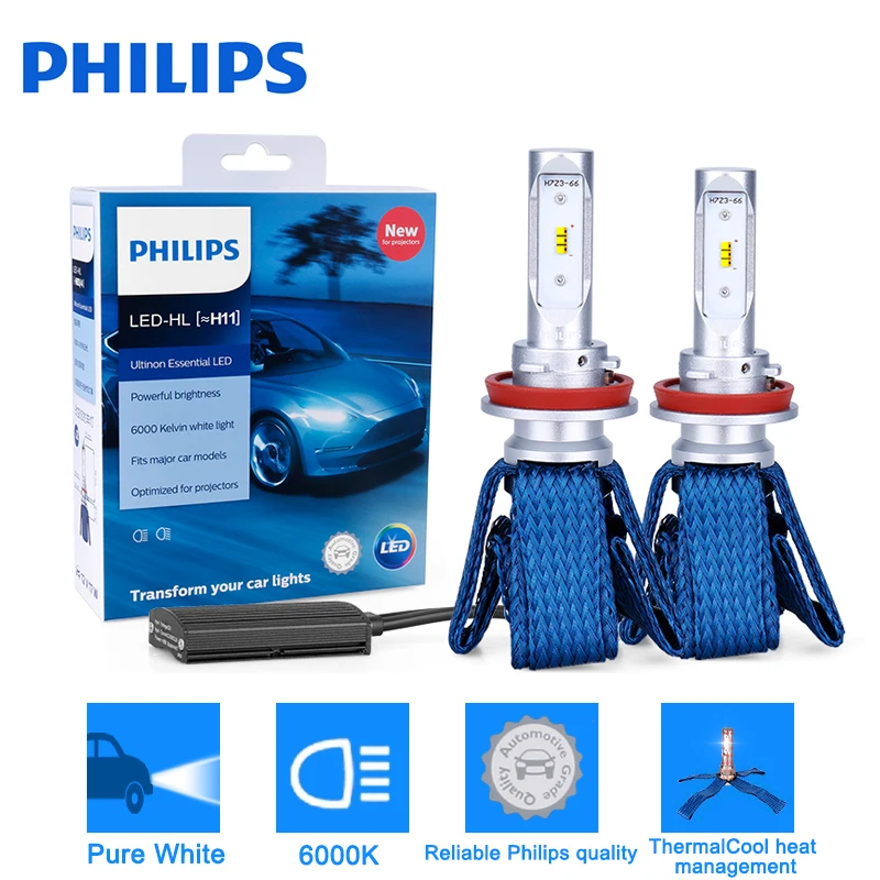 Светодиодсветодиодный лампы Philips H7 для автомобильных фар H4 H8 H11 9005 9006 9012 H1R2 H16 HB3 HB4