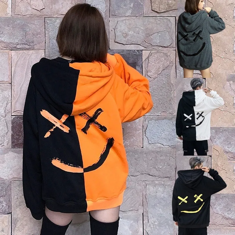 Женская толстовка со смайликом с принтом Happy Smile Face Мужская в стиле пэчворк
