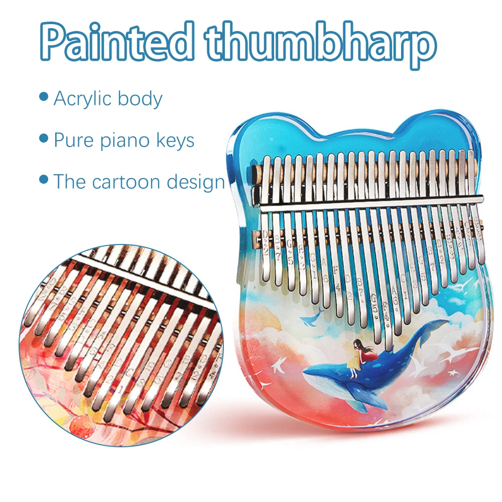 

Cute 21 Keys Kalimba Acrylic Thumb Piano Transparent Finger Piano Children Gift With Bag Sticker Tune Hammer Cute Kalimba