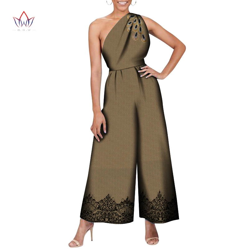 

Vintage Sleeveless Rompers African Traditional Wear For Women Long Overalls Casual Wide Leg Jumpsuits Loose Playsuits WY8316