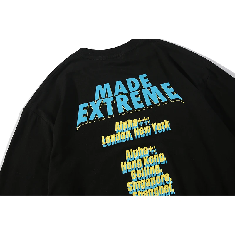 Ретро Уличная Мужская футболка с длинным рукавом в стиле хип хоп Харадзюку