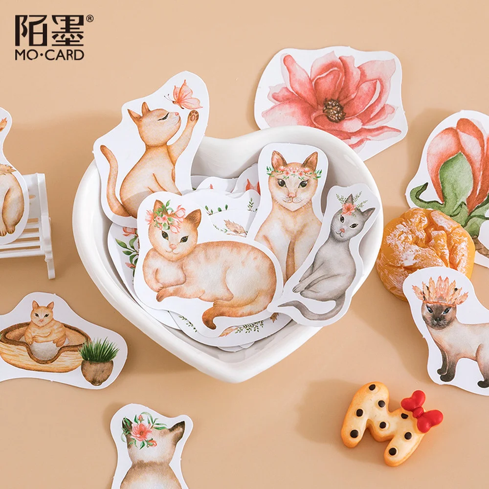 46 шт./упак. цветок кошка Магазин декоративные наклейки Скрапбукинг ярлыком
