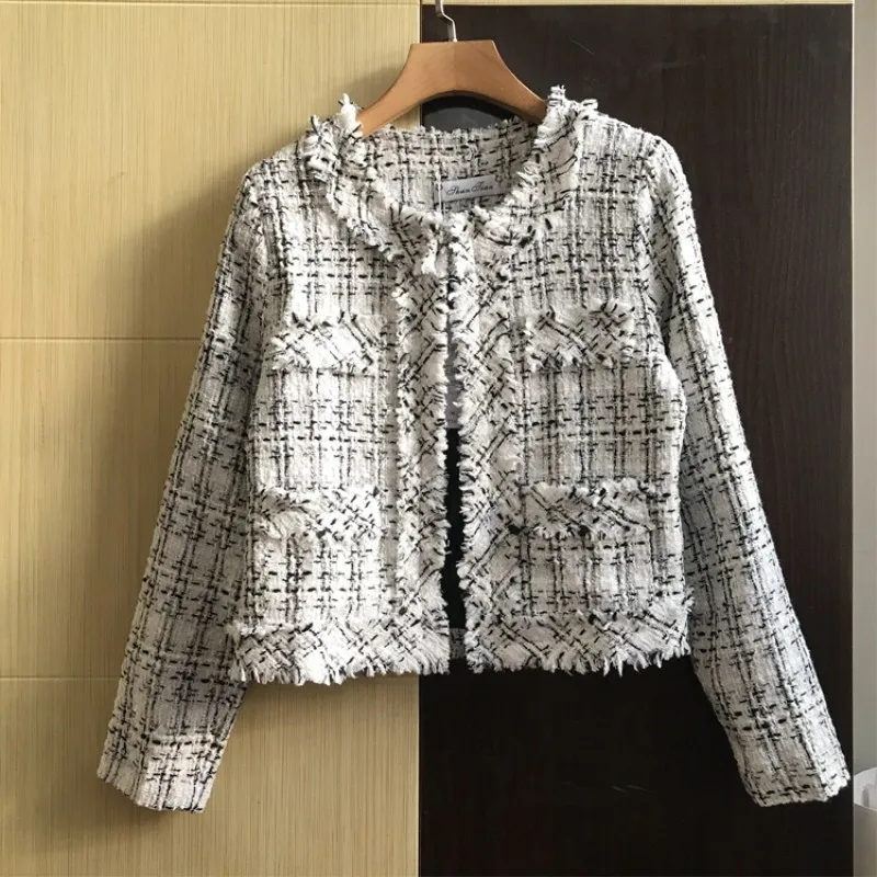 

JCHB 2021 Tweed coat autumn winter new celebrity Korean chic Hong flavor retro top short coat woman wool blend