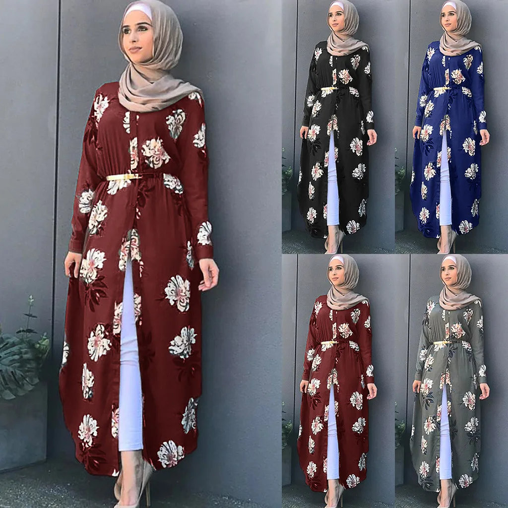 Элегантное мусульманское платье Abaya с вышивкой модное женское длинным рукавом и
