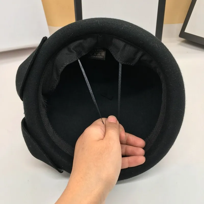 Берет тыква шляпа черный бант Джокер Мода темперамент художник почки шапка и