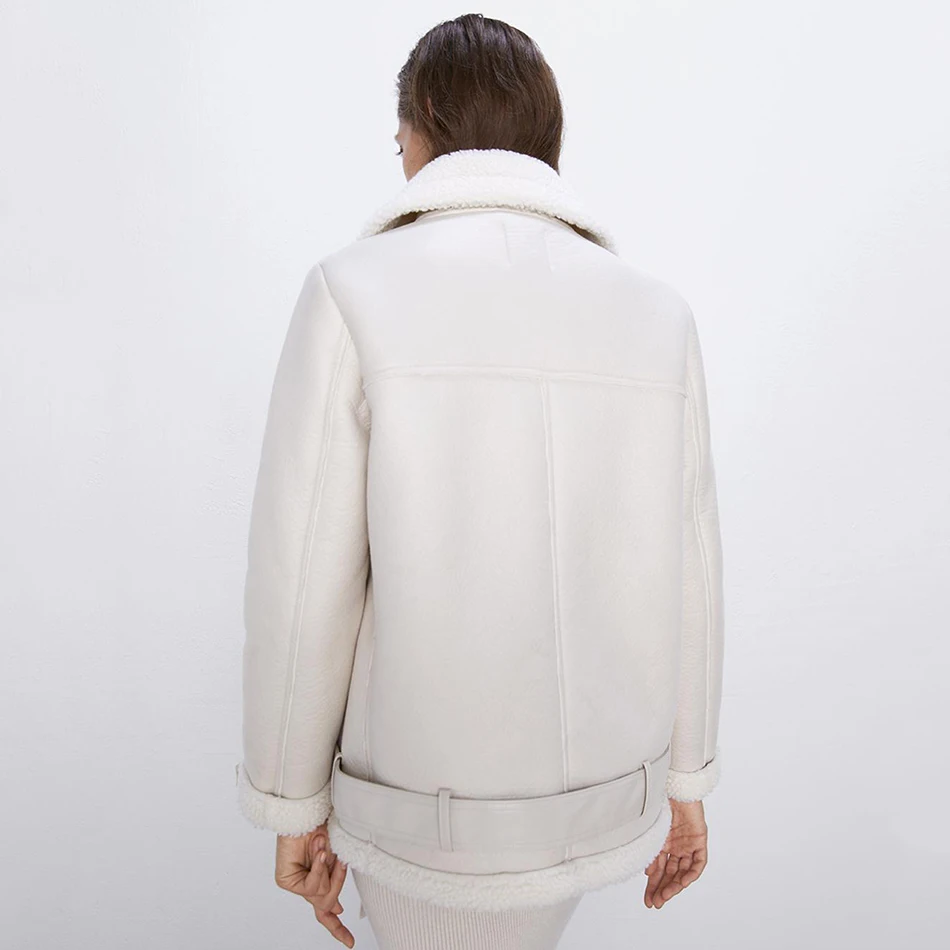 

High Quality Women'S 2020 Winter Thickened Warm Faux Leather Loose Coat Sexy Lapel Long Sleeve Zipper Streetwear Fashion Jacket