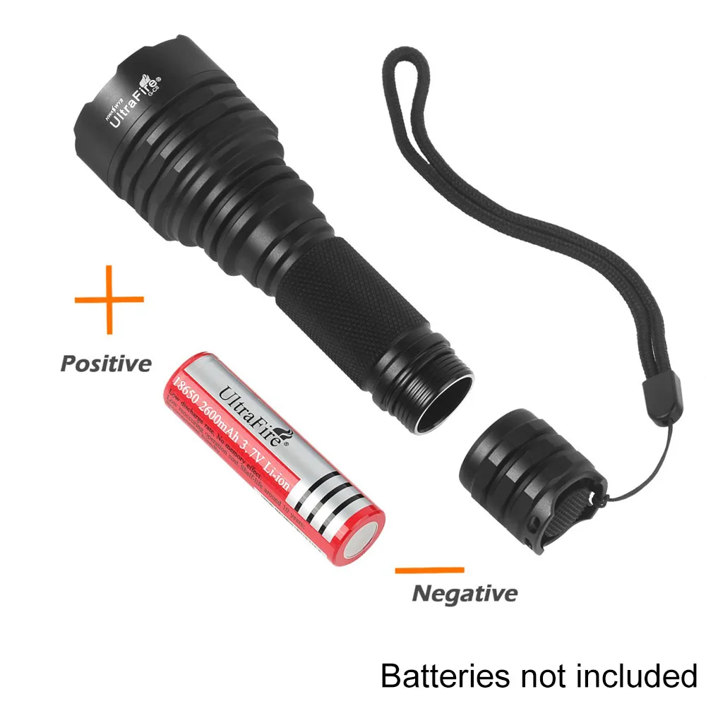 Светодиодный фонарь Ultrafire 18650 ручной тактический для охоты водонепроницаемый -