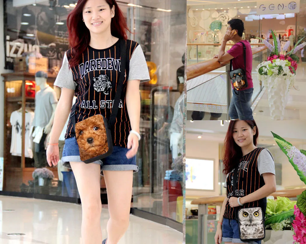 

Brand Design Women Men Mini Messenger Bags Cute 3D Animal Boston Terrier Print Unisex Crossbody Bag Fashion Handbags Sumka