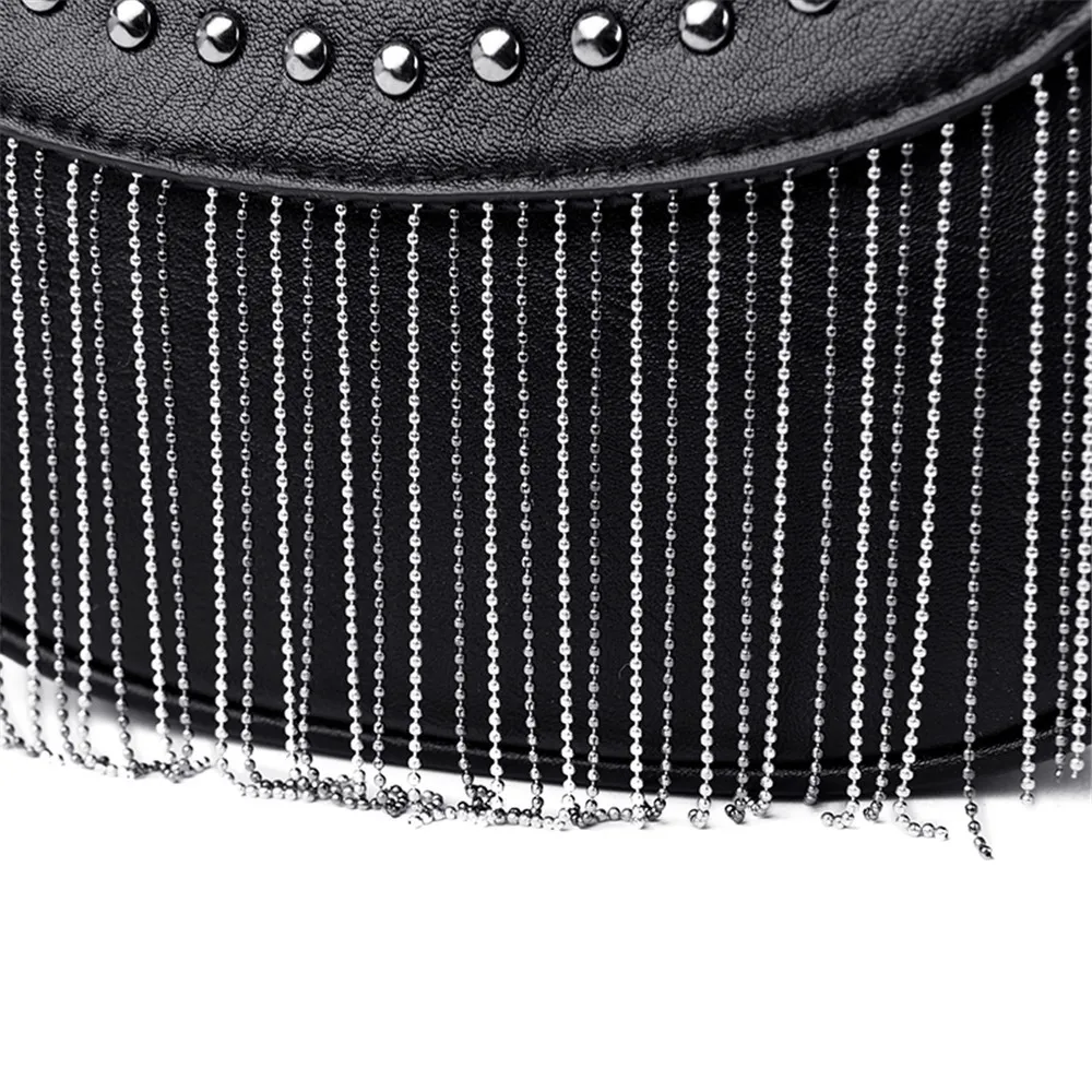 

Rivet Beading Tassel Saddle Bag Designer Luxury Soft Leather Crossbody Bag for Women Fashion Chain Travel Shoulder Messenger Bag