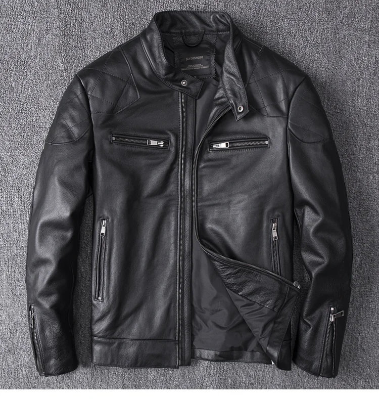 Год! Бесплатная доставка. Модная байкерская куртка из натуральной телячьей кожи.