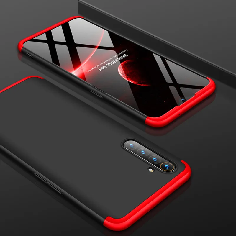Oppo Realme XT чехол RealmeX2 360 градусов полное покрытие защищенный Матовый Жесткий чехол для Oppo Real Me XT X2 Противоударная Защитная крышка - Цвет: Black and Red