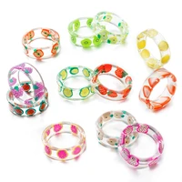 mixmax 10pcs womens girls lovely fresh fruit pattern handcrafted resin 6mm band party favor gifts wholesale jewelry mix styles