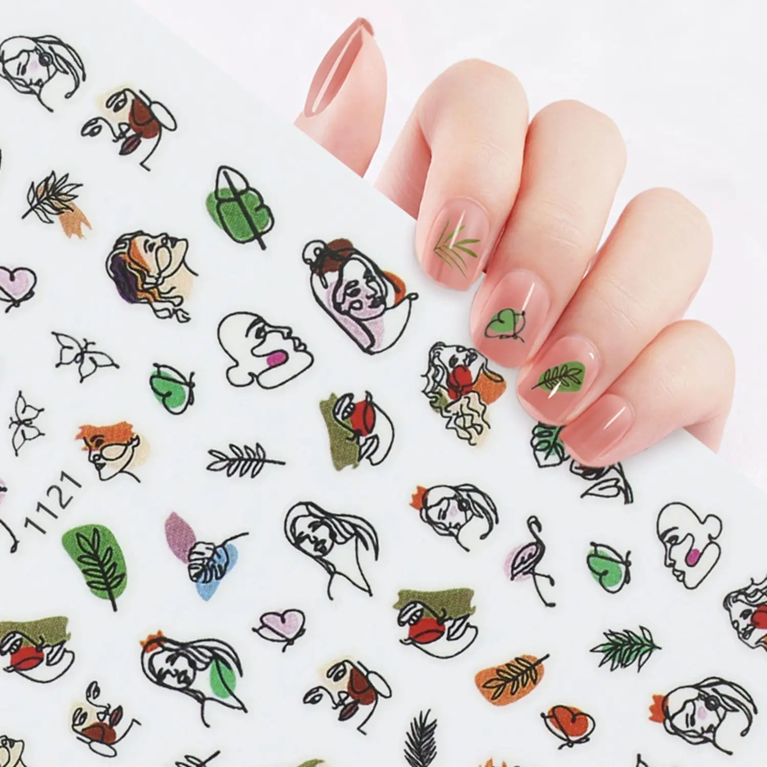 

1 Sheet Women Graffiti Pattern Decals DIY Manicure Tool Geometric People Face Nail Sticker Slider Nail Art Decoration