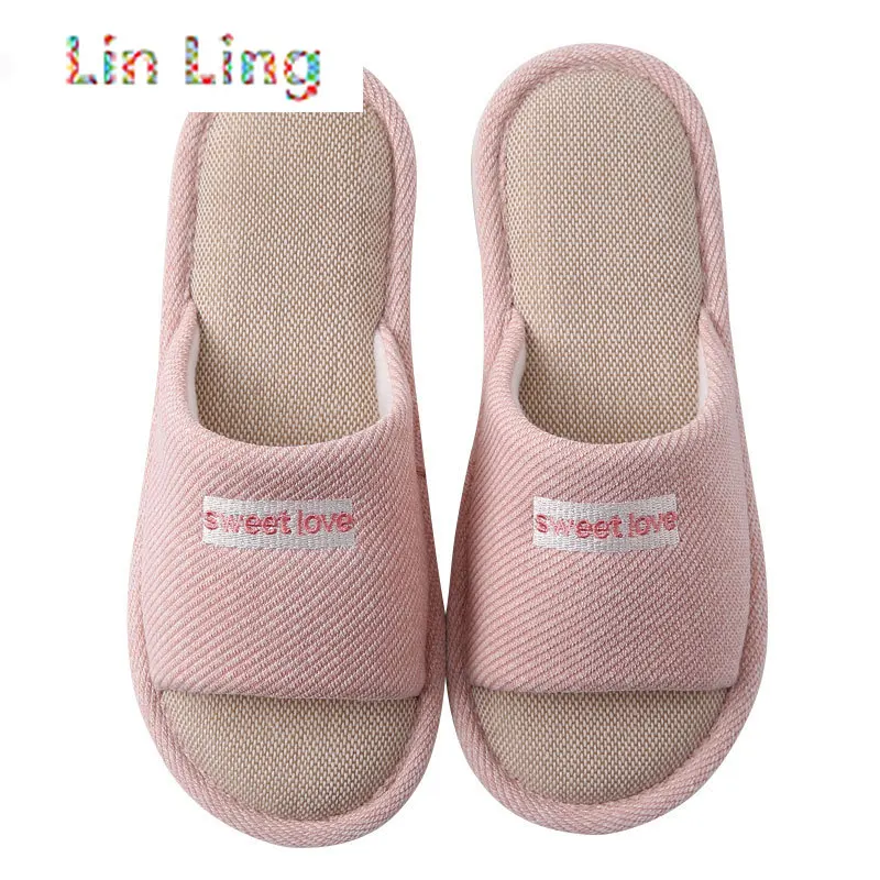 

Four Seasons House Women Hemp Slippers Comfortable Cotton Flax Flat Ladies Casual Shoes Non-slip Bedroom Slides Women Slippers