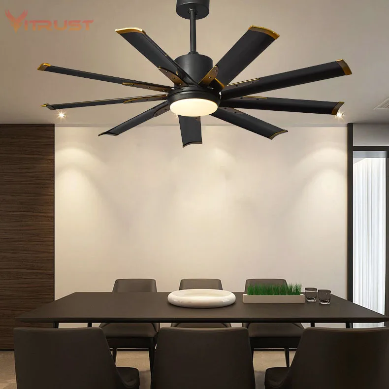 

Variable Frequency Industrial Ceiling fan with light kits and Remote Control Solide Metal ceiling fan lamp Quiet Dining room fan