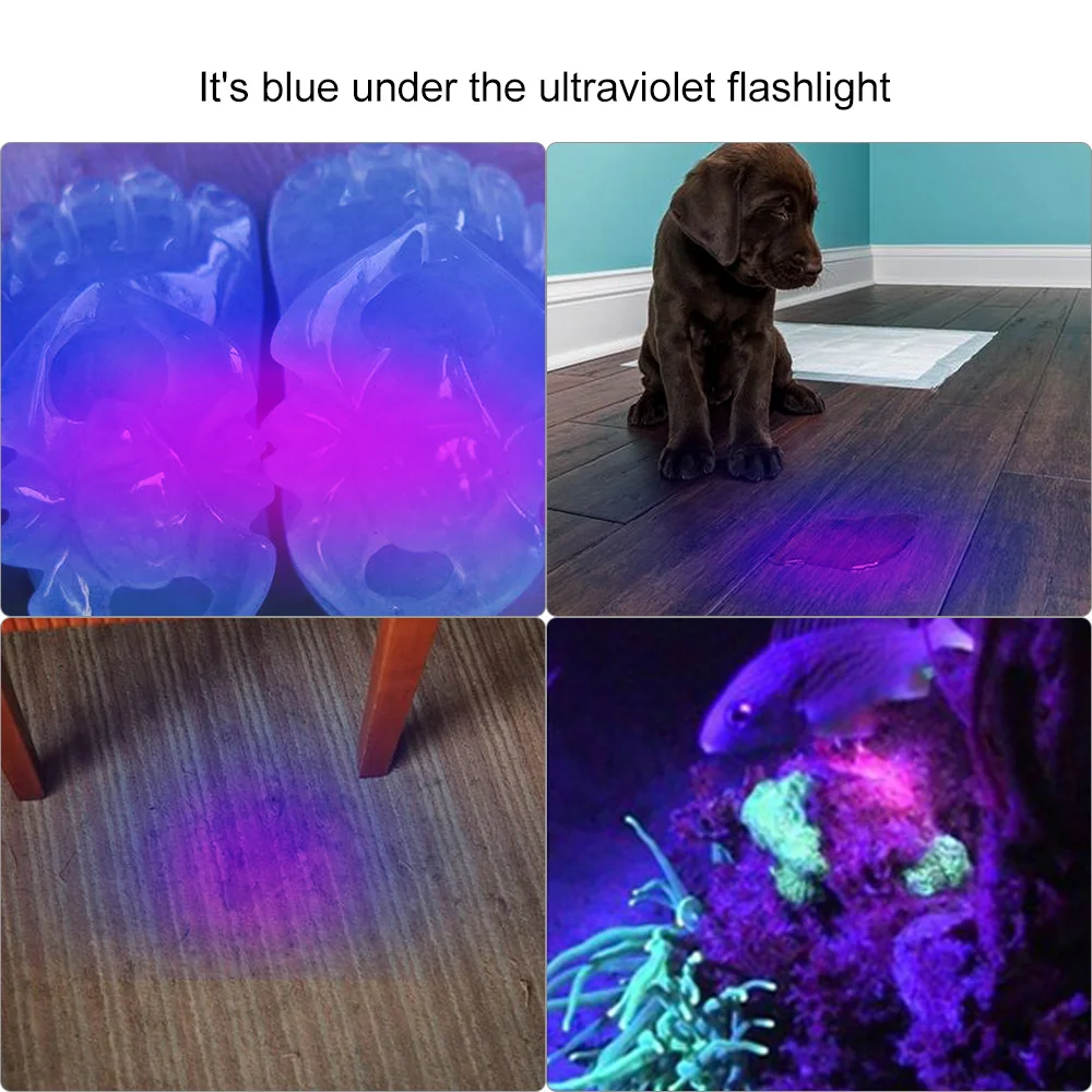 

UV Ultra Violet Zoomable LED Flashlight 395/365nm Blacklight Inspection Lamp Pet Urine Stains Gemstone Detector Purple Lantern