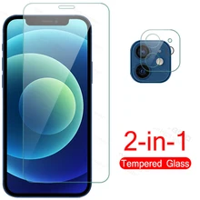 2in1สำหรับ iPhone 12ป้องกันแก้วสำหรับ iPhone 12 Mini กล้องเลนส์ป้องกันฟิล์มสำหรับ iPhone 13 Pro Max 11 Tempered Glas