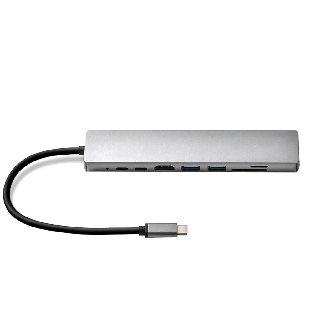 

1 Pcs 8In1 Usb-C 3.1 To Type-C Usb 3.0 Hub Hdmi Rj45 Ethernet Micro Security Digital Card Tf Otg Adapter