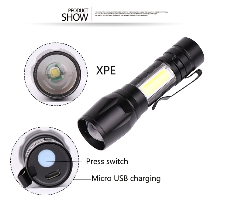 Фонарик USB Перезаряжаемый фонарь масштабируемый фонарик мощный водонепроницаемый фонарь для кемпинга COB светодиодный фонарик